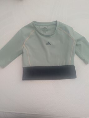 adidas Mint Green and Dark Green  Long Sleeve Crop Rashguard
